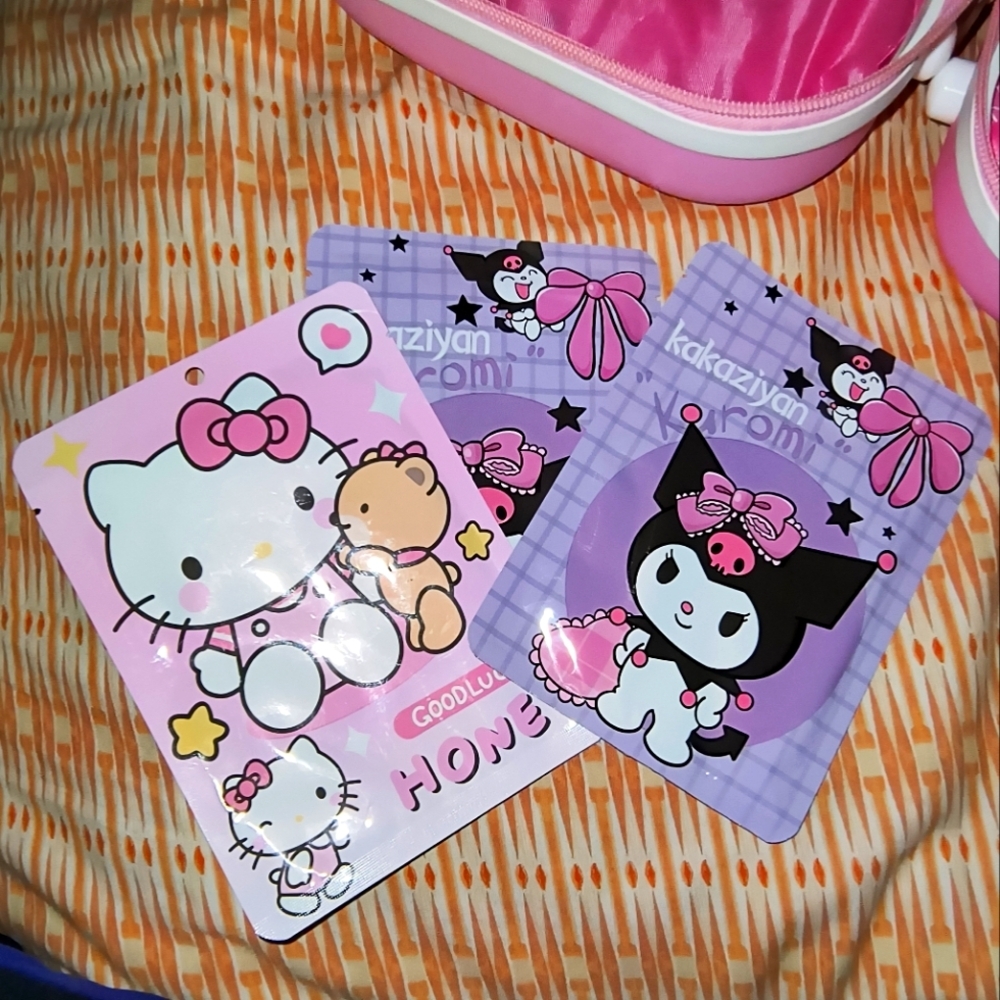 Hello Kitty and Kuromi 3 Piece Face Mask Bundle Set